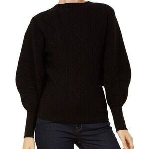 Ted Baker Black Sulsai Full Balloon Sleeve Diamond Knit Front Sweater UK2 US 4-6